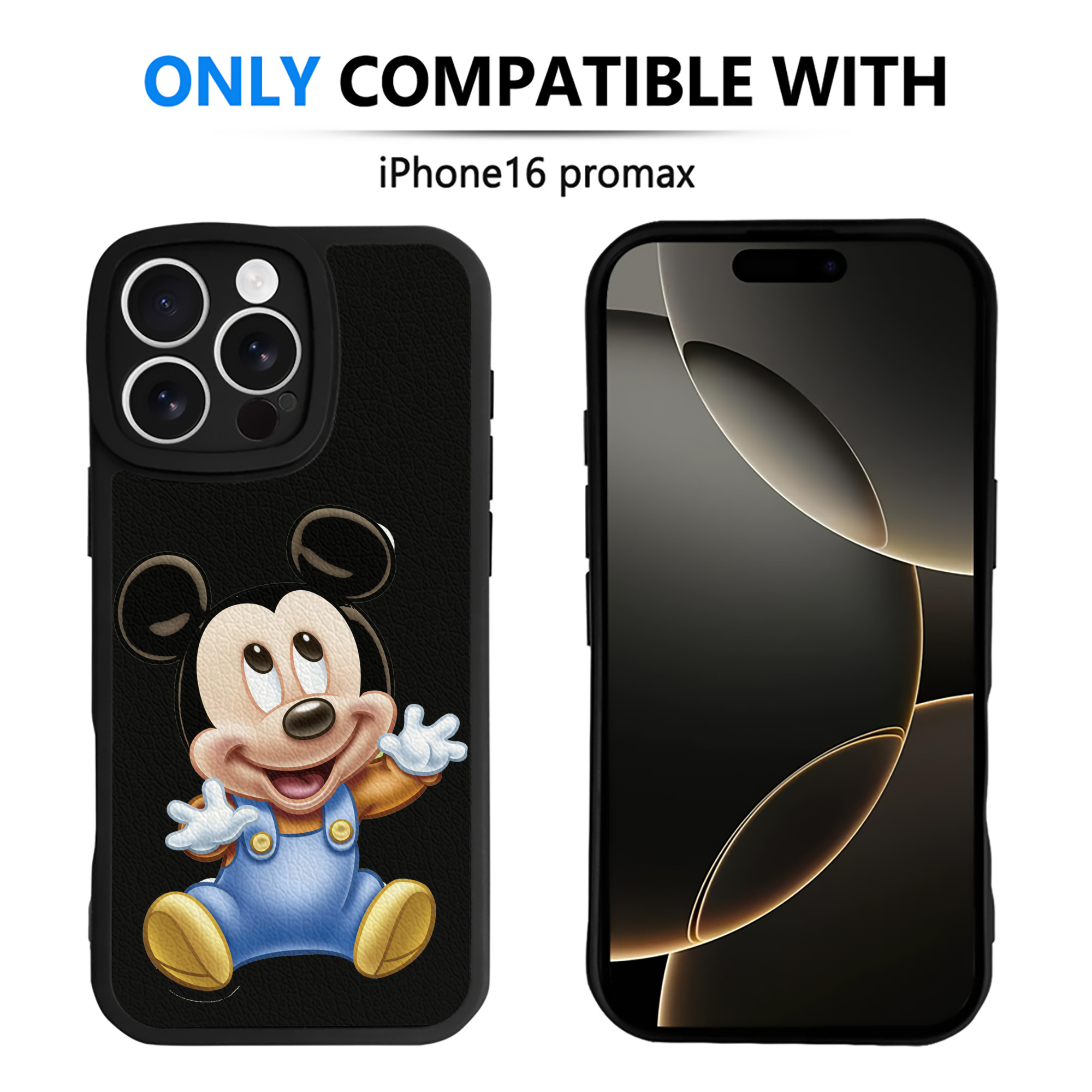 （画像用） ミッキーマウス Mickey Mouse 【iPhone 16シリーズ対応】シリコンスマホケース（レザー調） 材質：シリコン